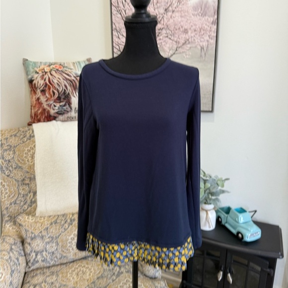 J. Crew Tops - J. Crew Blue and Yellow Long Sleeve Blouse